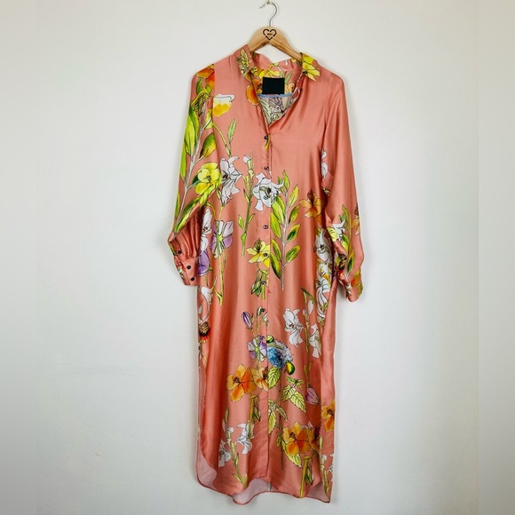 Floral Coral Midi Dress